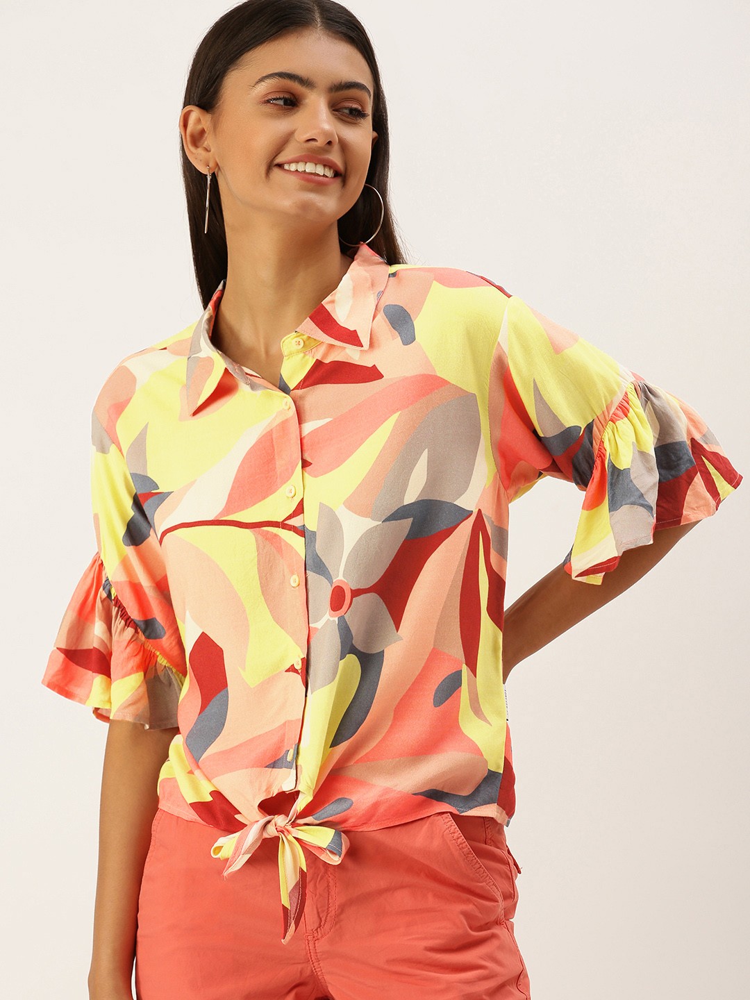 

FOREVER 21 Multicoloured Floral Print Shirt Style Top, Multi