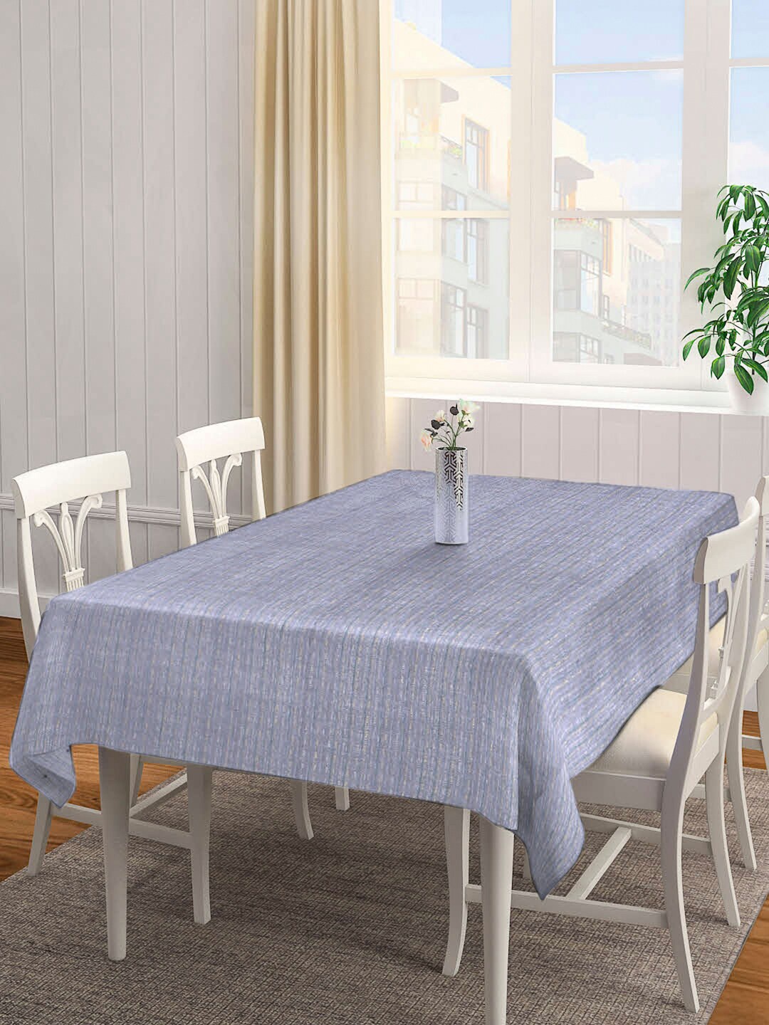 

Arrabi Grey Striped Handwoven 8-Seater Rectangle Cotton Table Cover
