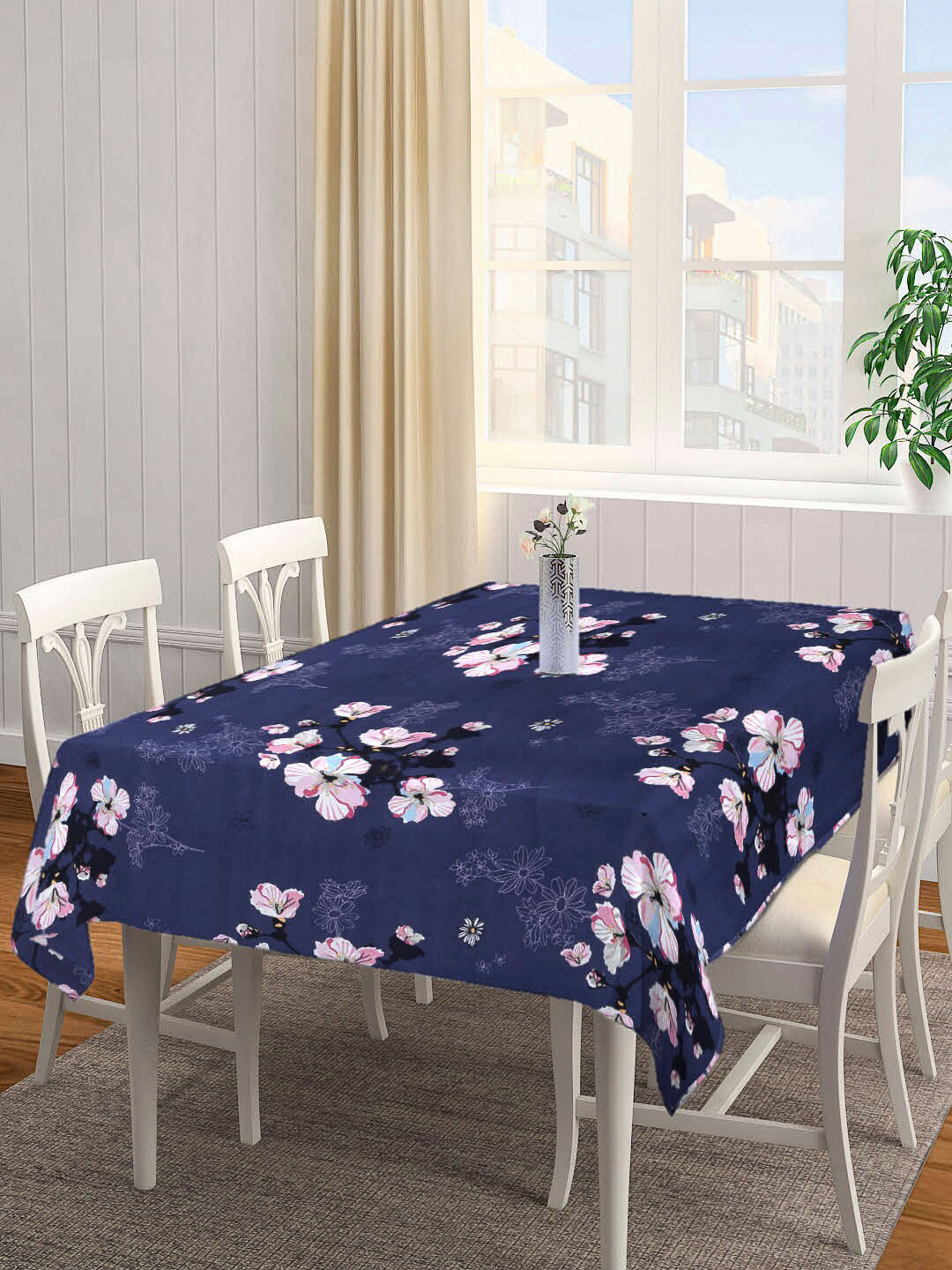 

Arrabi Blue Cotton Floral 8-Seater Table Covers