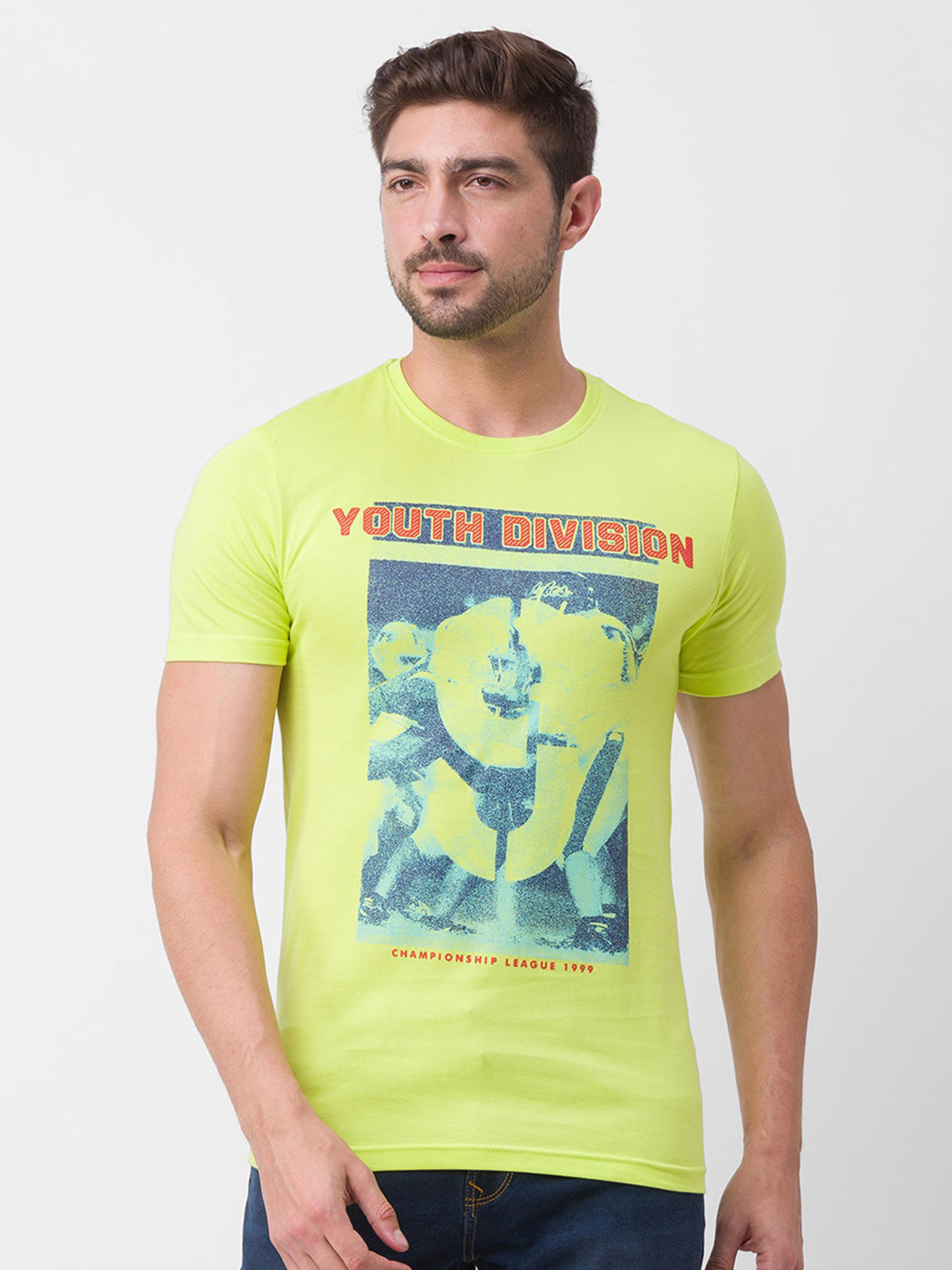 

Globus Men Lime Green Typography Printed Slim Fit T-shirt