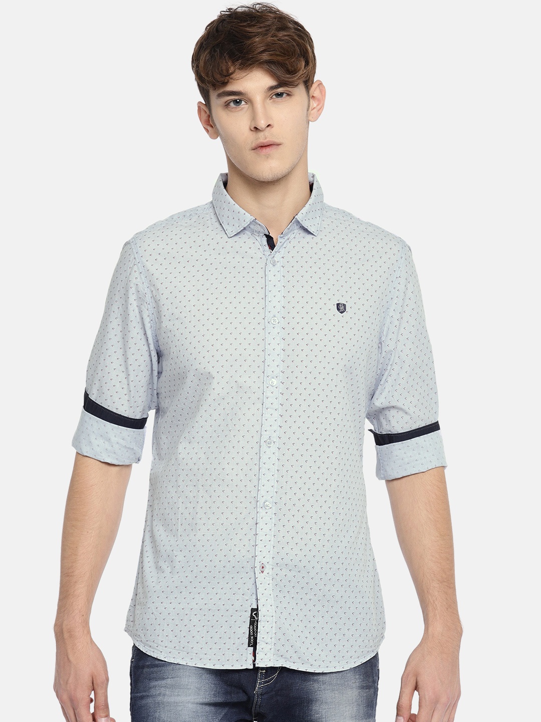 

Being Human Clothing Blue Printed Casual Shirt