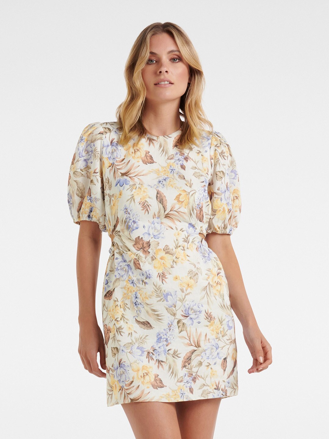 

Forever New Multicoloured Floral Linen A-Line Mini Dress, Multi