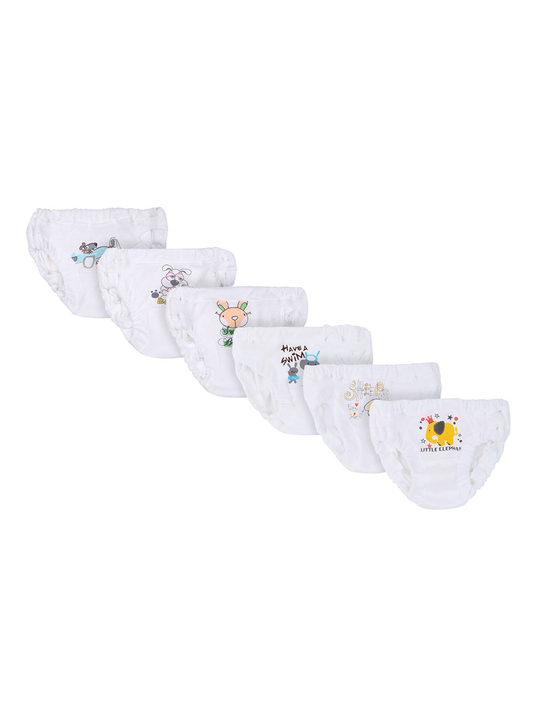 

Bodycare Girls Pack Of 6 White Printed Cotton Basic Briefs
