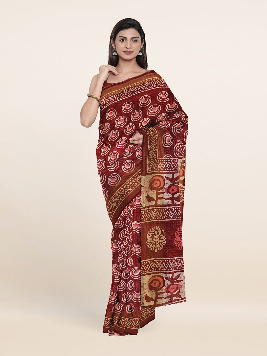 

Pothys Maroon & White Printed Saree