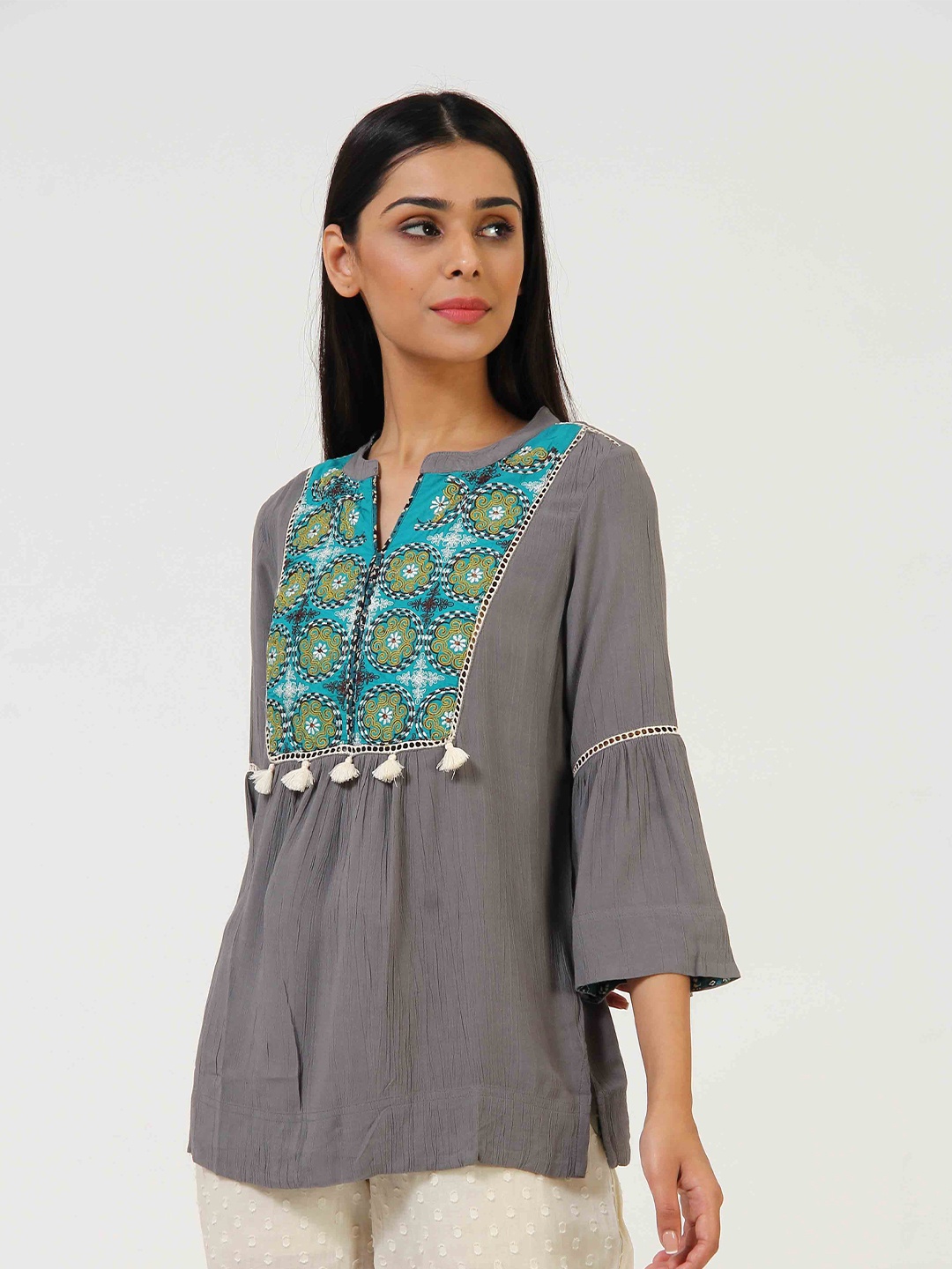 

bellamia Grey Styled Back Top