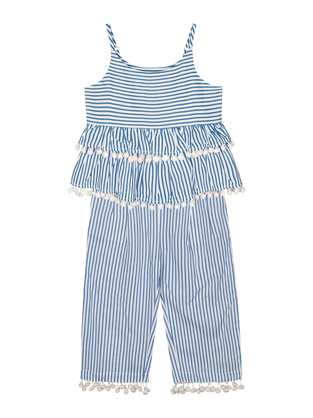 

Budding Bees Girls Blue & White Striped Top with Trousers