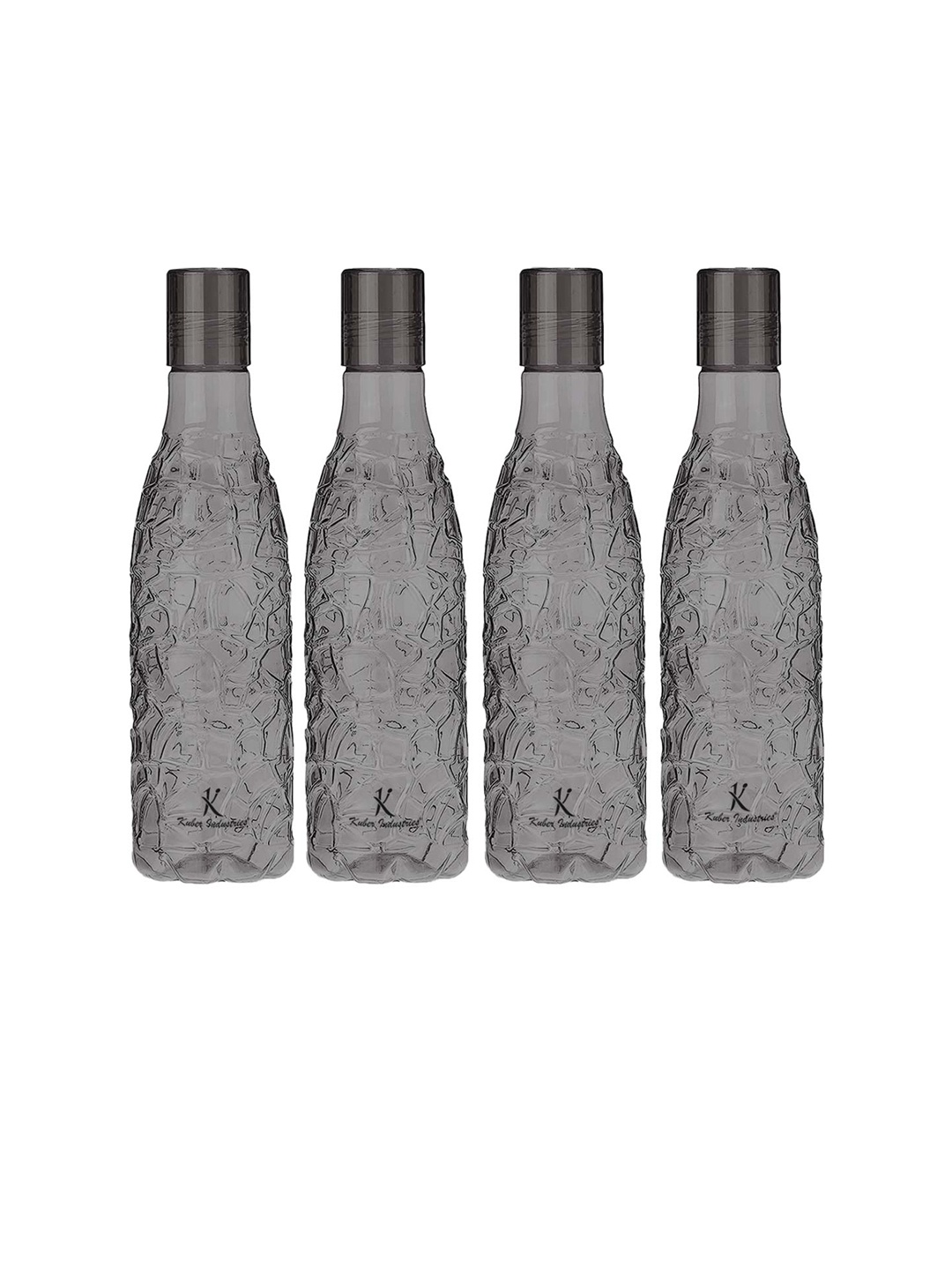 

Kuber Industries Set of 4 BPA Free Round Ice Cut Plastic Refrigerator Bottles, Black