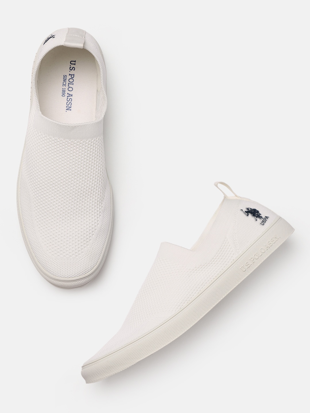 

U.S. Polo Assn. Men Off-White Solid Slip-On Sneakers