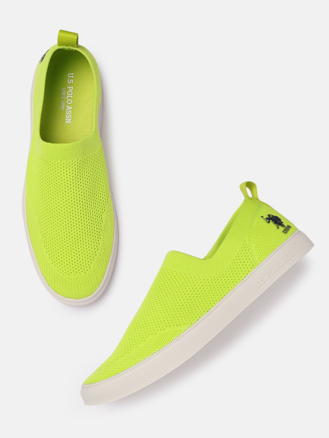 

U.S. Polo Assn. Men Green Solid Slip-On Sneakers