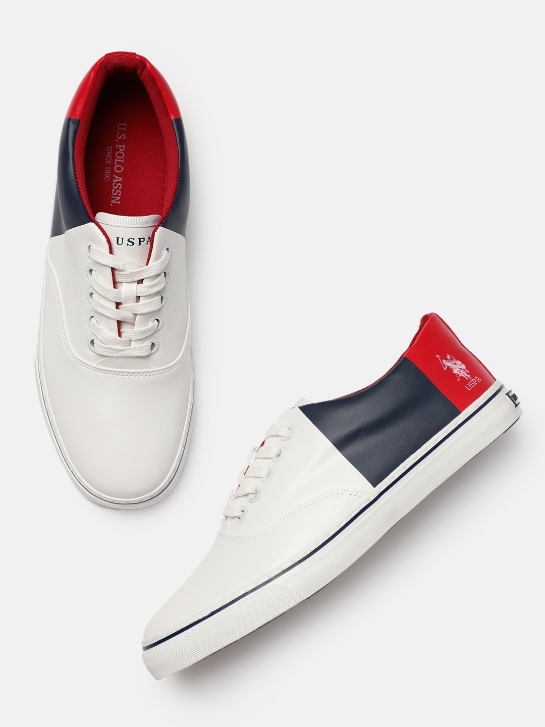 

U.S. Polo Assn. Men Off-White Solid Sneakers