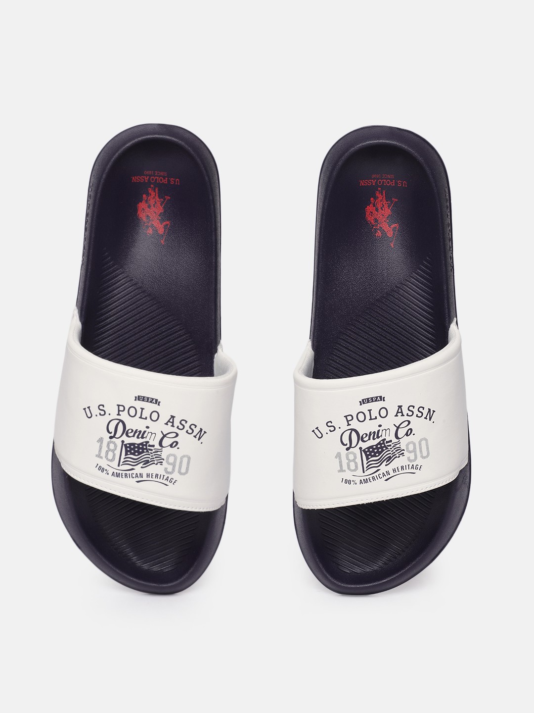 

U.S. Polo Assn. Men White Printed Sliders