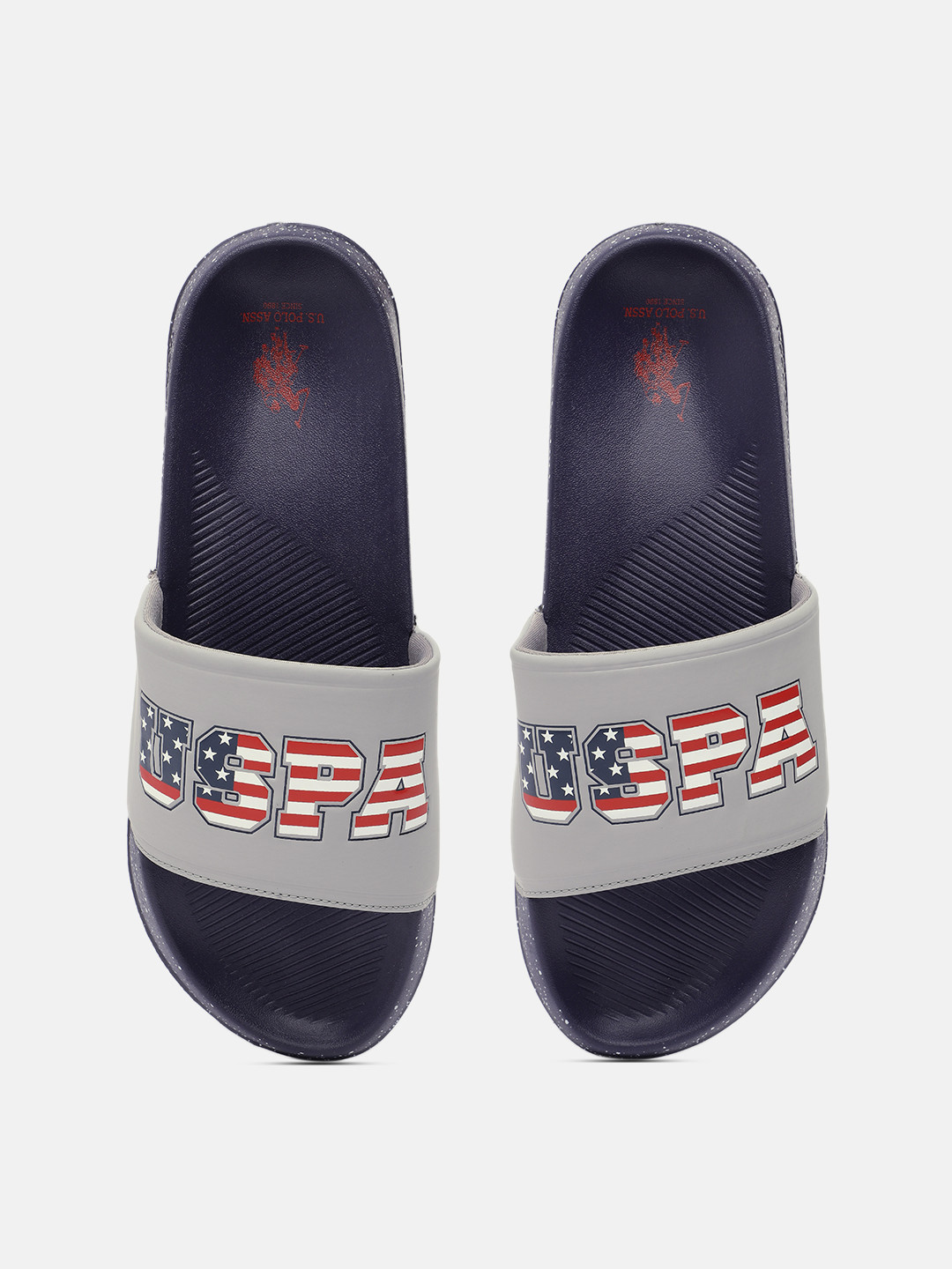 

U S Polo Assn Men Grey ALFVIN Printed Sliders