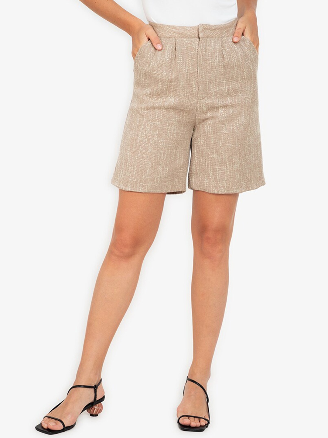 

ZALORA WORK Women Brown High-Rise Shorts