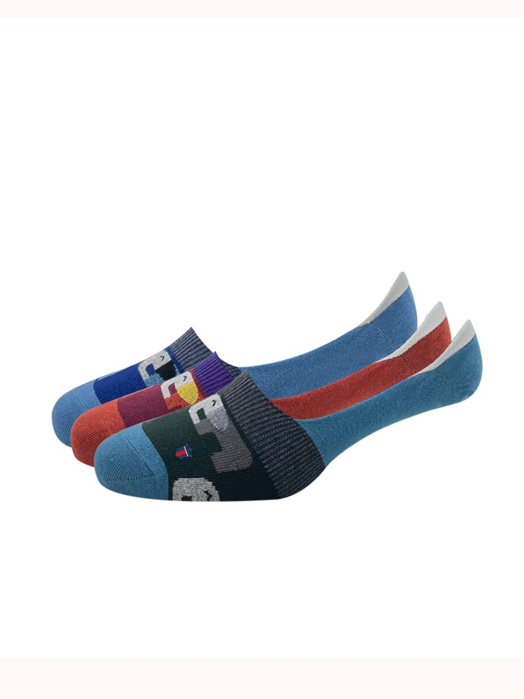 

Louis Philippe Men Pack of 3 Patterned Shoe Liners, Blue