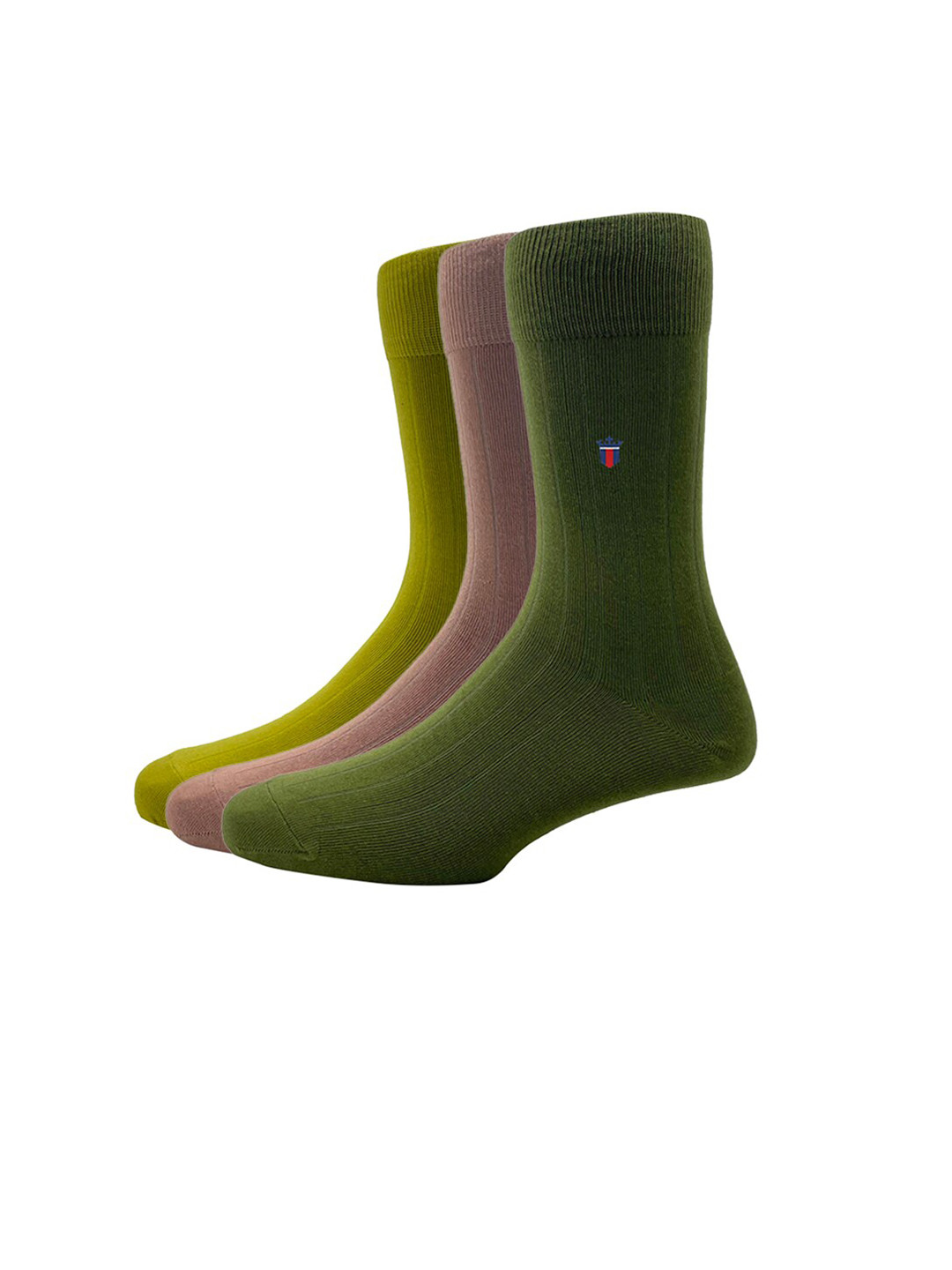

Louis Philippe Men Pack Of 3 Patterned Calf-Length Socks, Green
