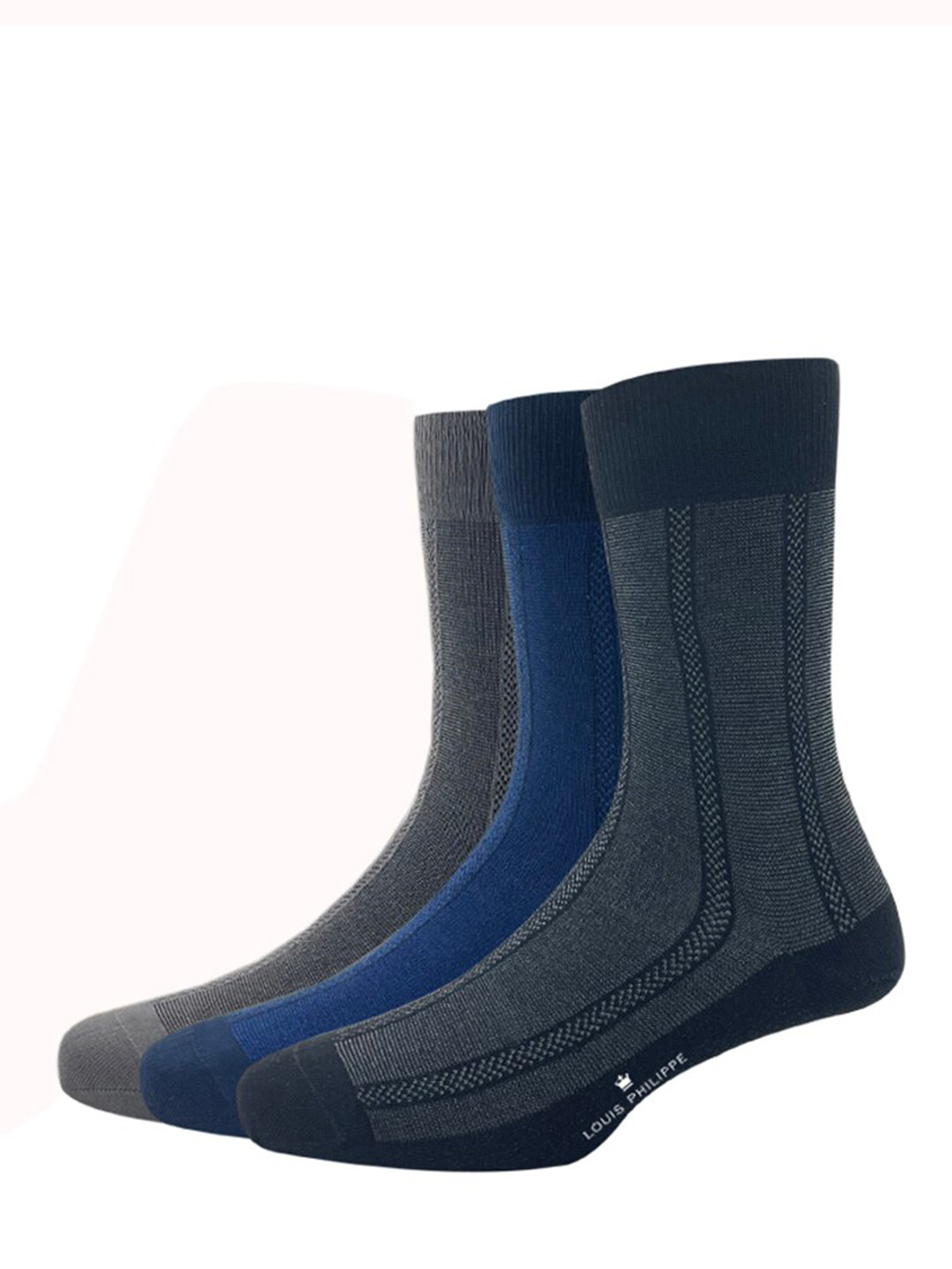 

Louis Philippe Men Pack Of 3 Solid Above Ankle Length Socks, Black
