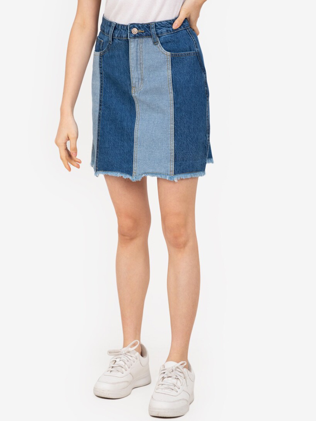 

ZALORA ACTIVE Blue Raw Hem Denim Skirt