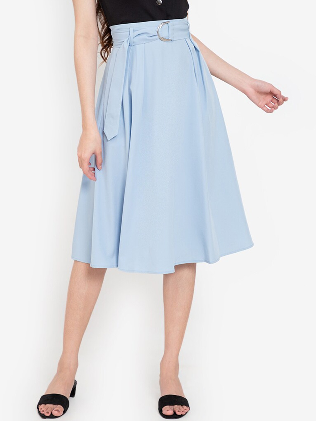 

ZALORA BASICS Blue D-Ring Buckle Pleated Skirt