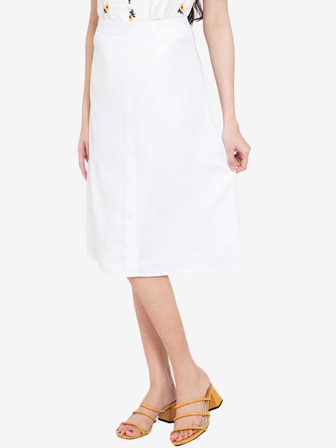 

ZALORA BASICS White Solid Button Drape Skirt