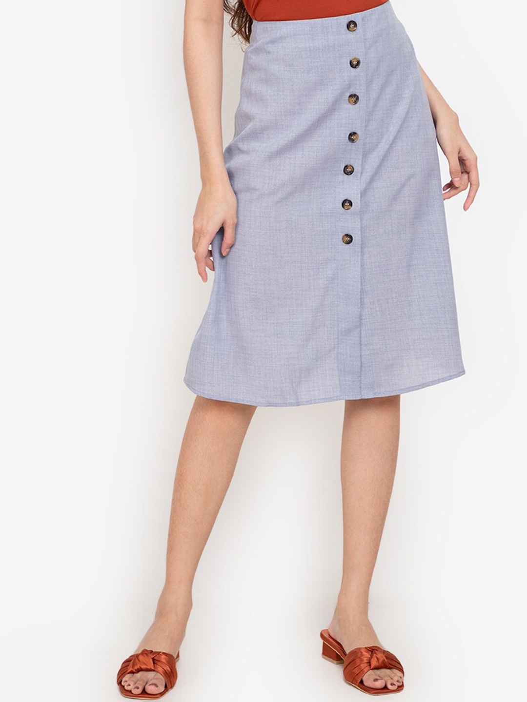 

ZALORA BASICS Blue Button Through Midi Skirt