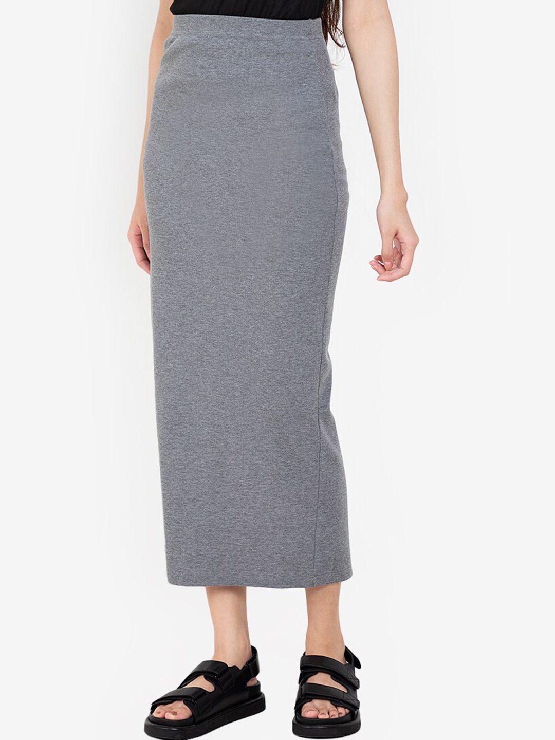 

ZALORA BASICS Grey Basic Maxi Bodycon Skirt