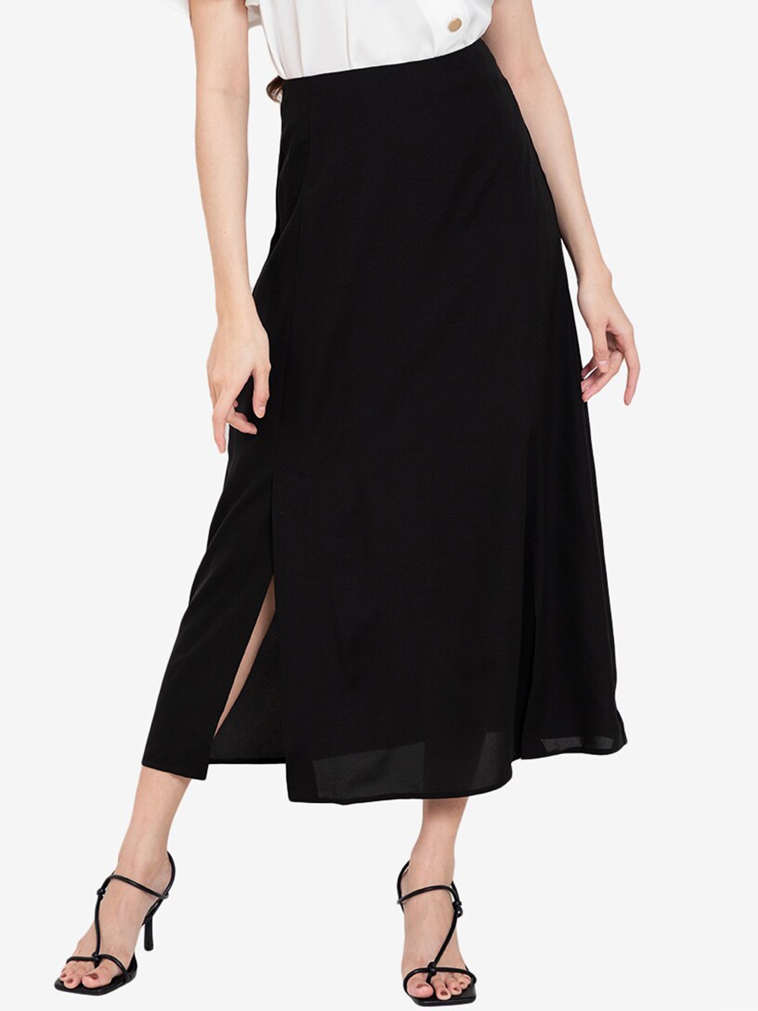 

ZALORA BASICS Women Black Solid A-line Midi Skirt