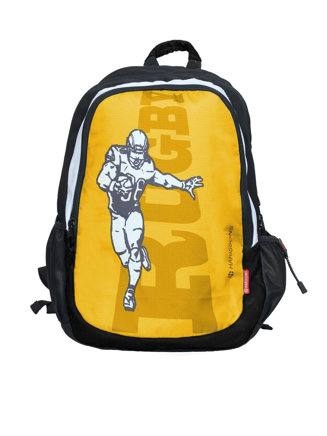 

Harissons Unisex Yellow & Black Graphic Backpack