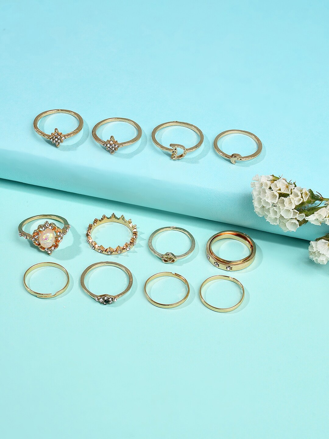 

SOHI Pack of 12 Gold Plated Ring