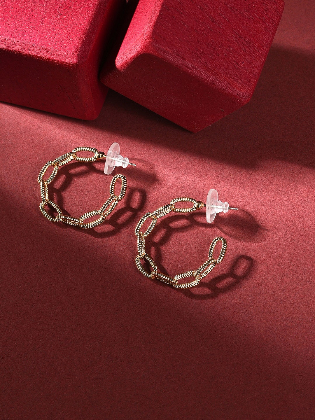 

SOHI Silver-Toned Contemporary Hoop Earrings