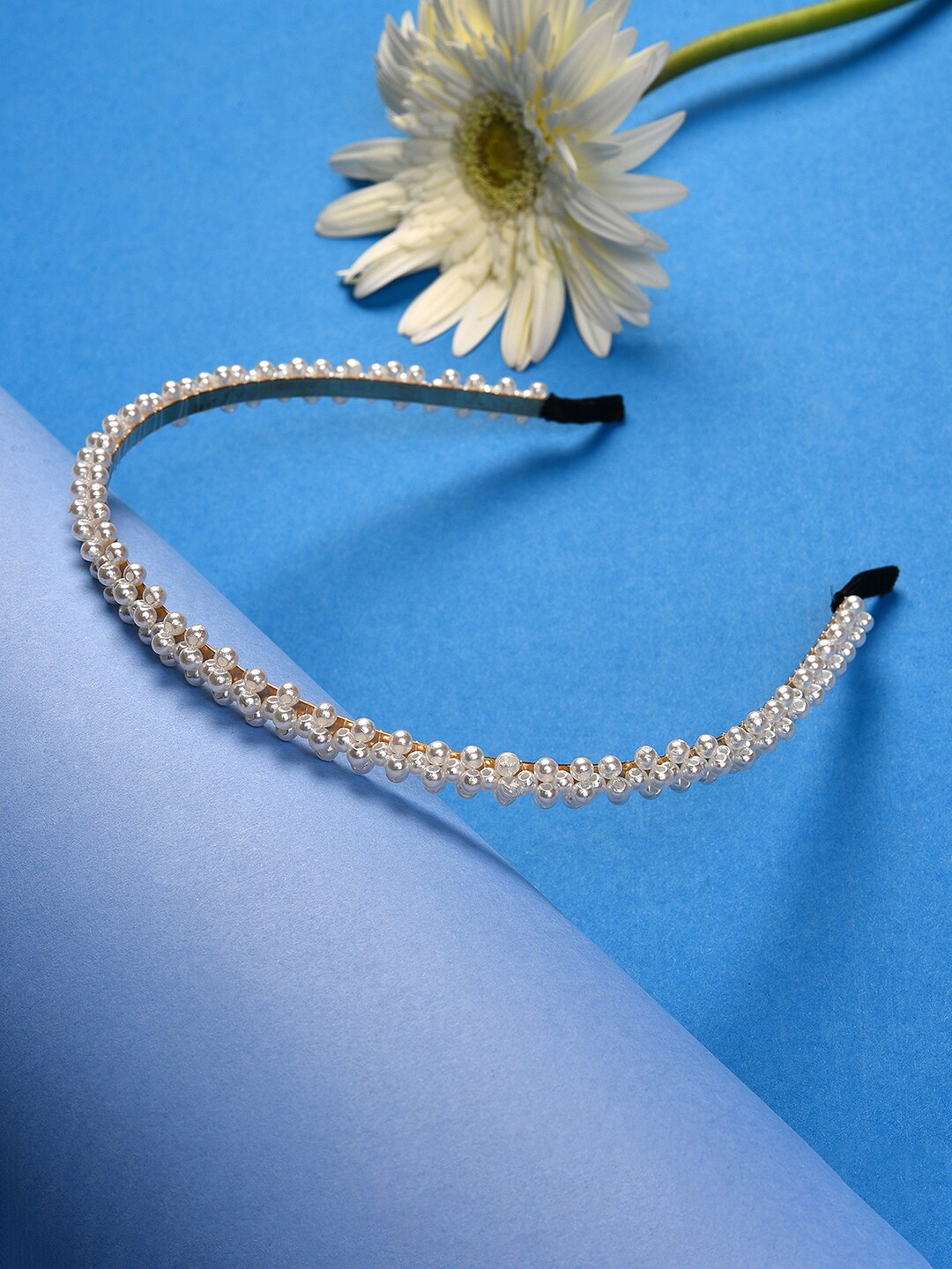 

SOHI Women White Embellished Beaded Hairband
