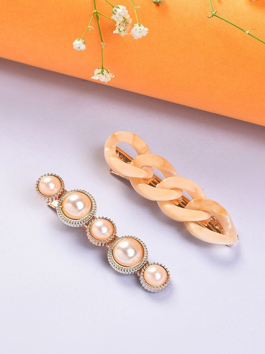 

SOHI Women Gold-Toned Set of 2 Beaded Alligator Hair Clip