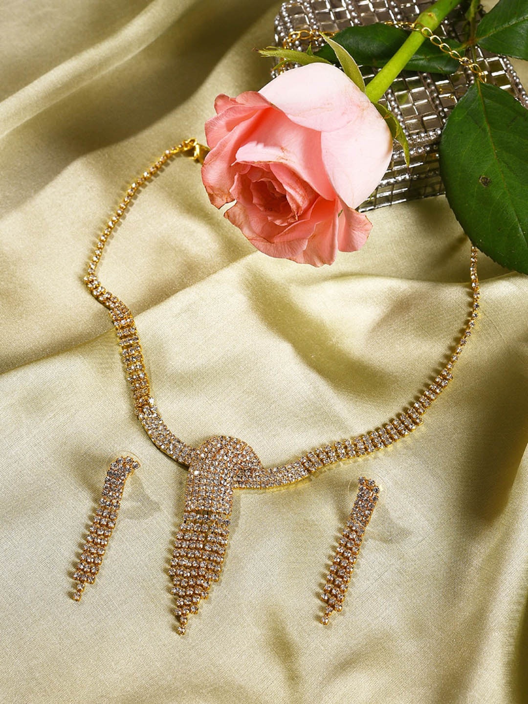 

SOHI Gold-Plated American Diamond Studded Jewellery Set