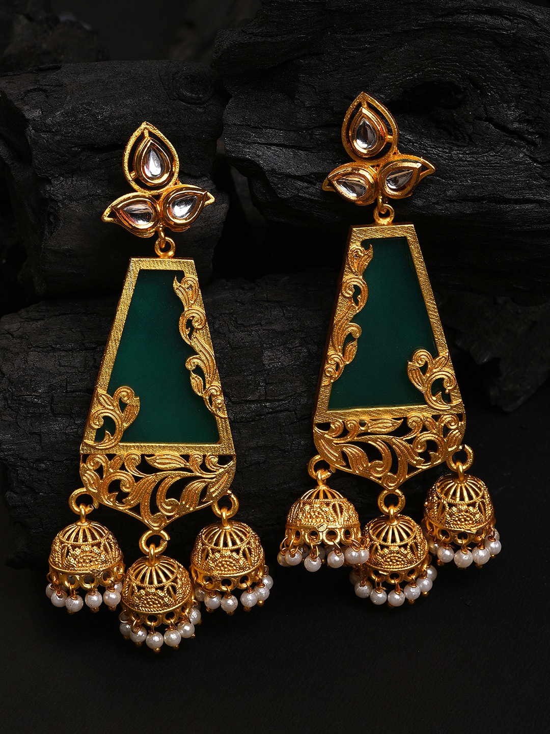 

SOHI Gold-Toned Contemporary Jhumkas Earrings