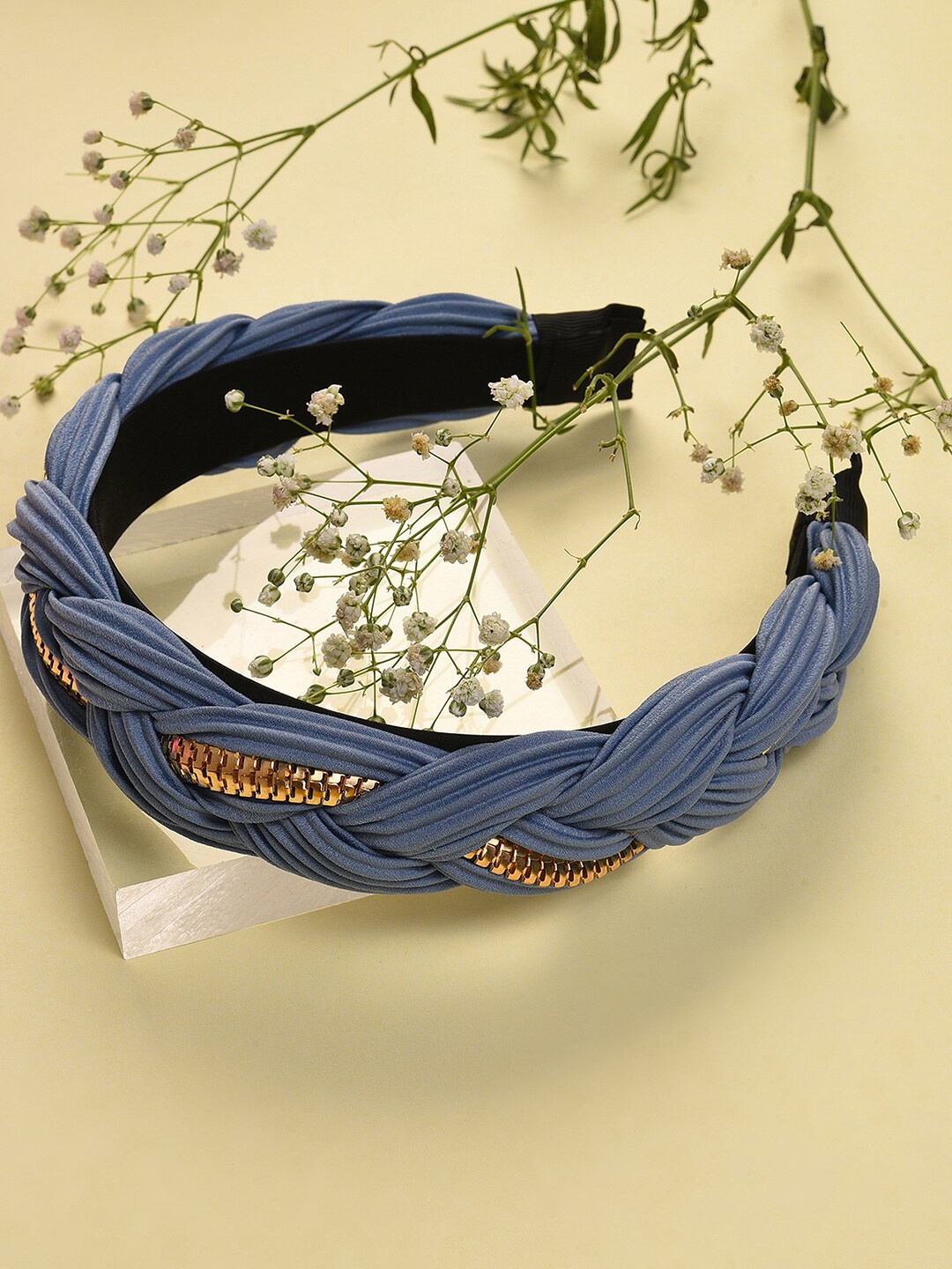 

SOHI Women Blue & Gold-Toned Embellished Hairband