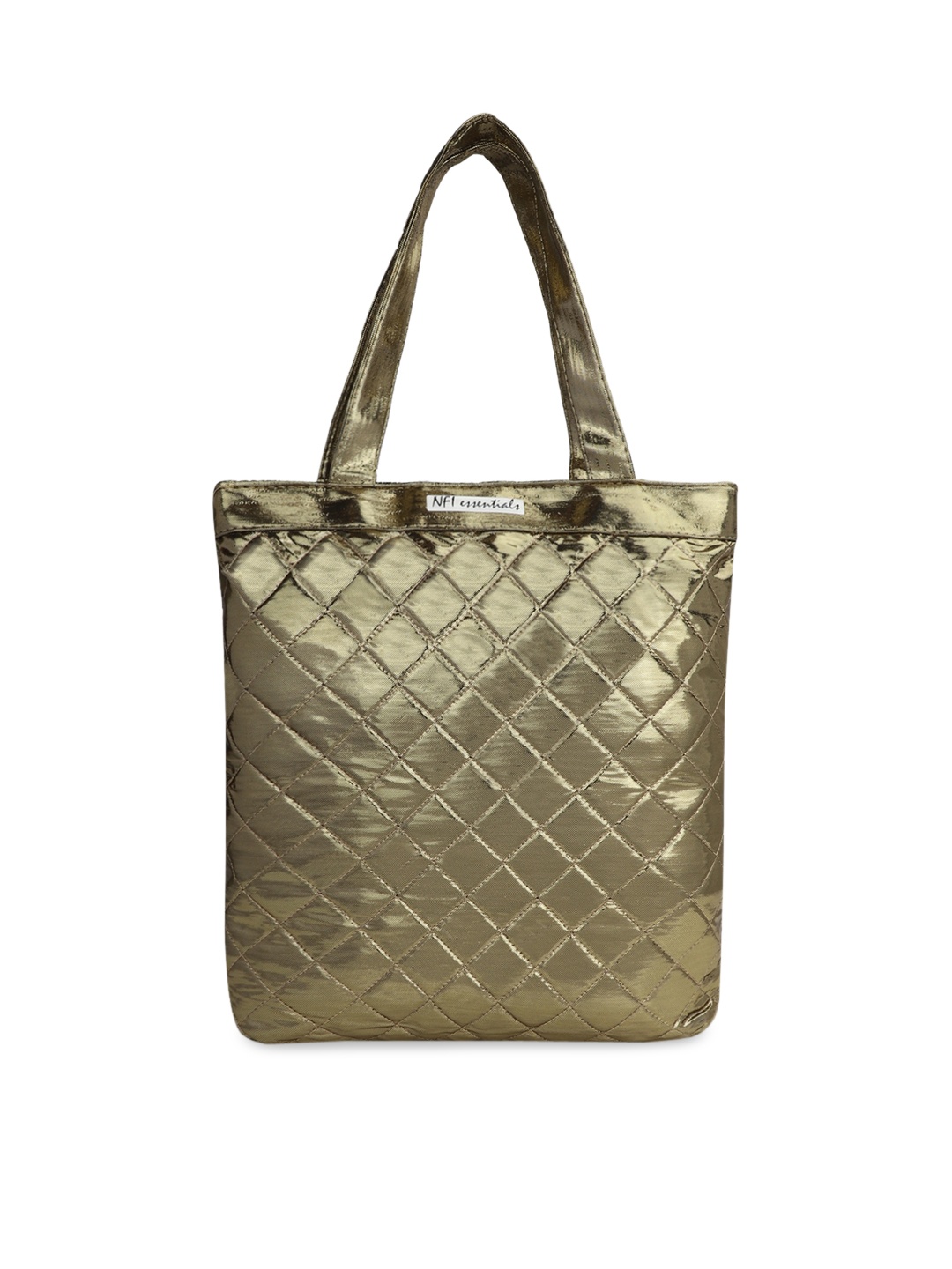 

NFI essentials Gold-Toned Checked Textured Shopper Shopping Bag