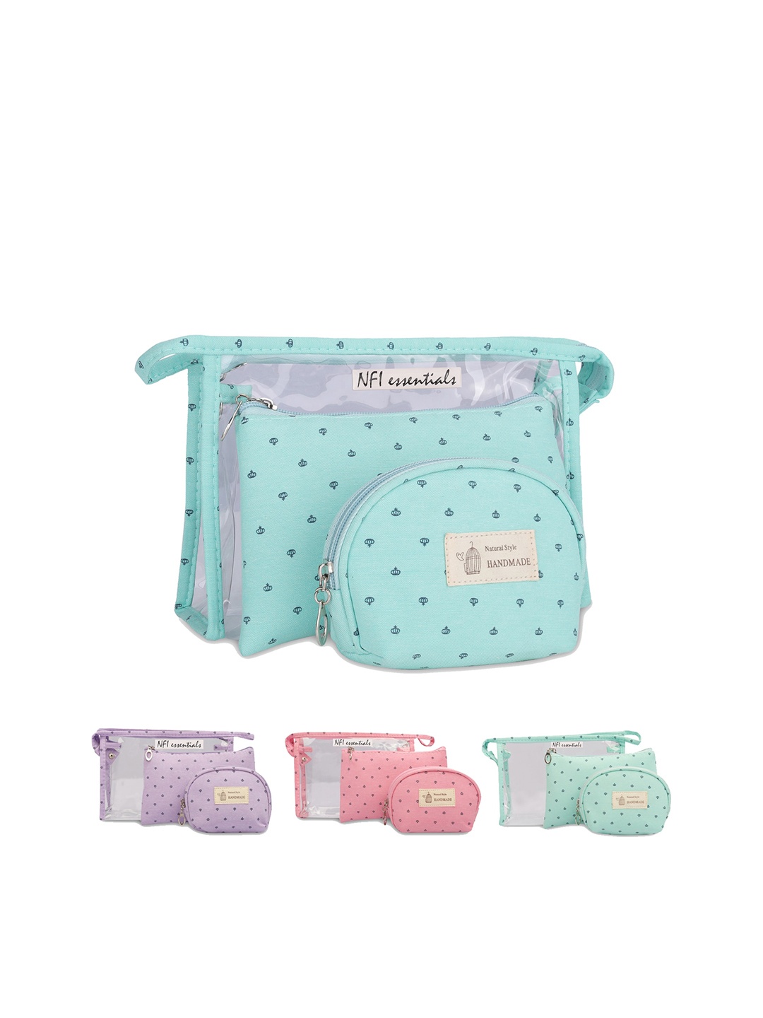 

NFI essentials Green Printed Set Of 3 Makeup Pouch
