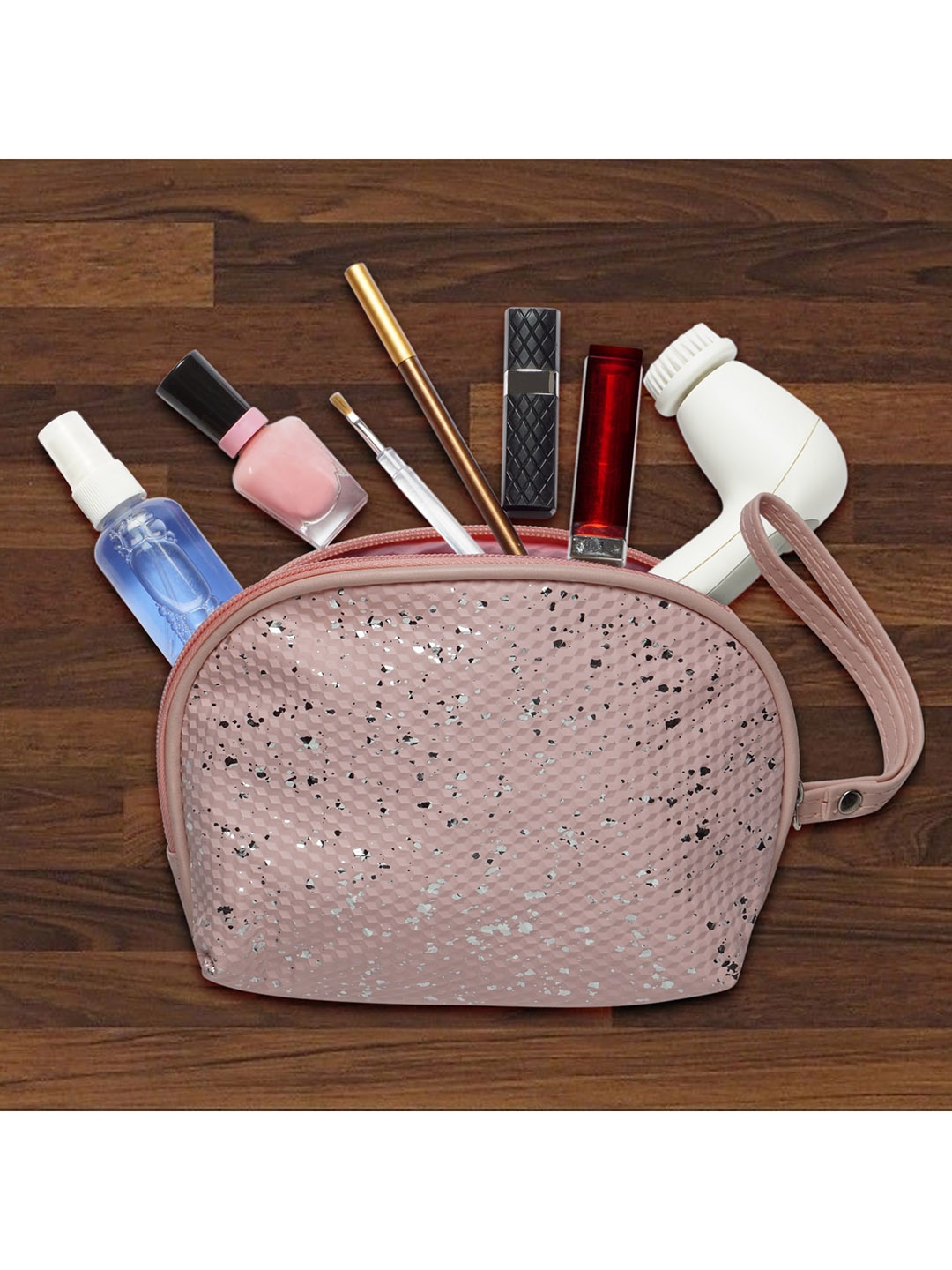 

NFI essentials Women Pink Embellished Travel Cosmetics Pouch