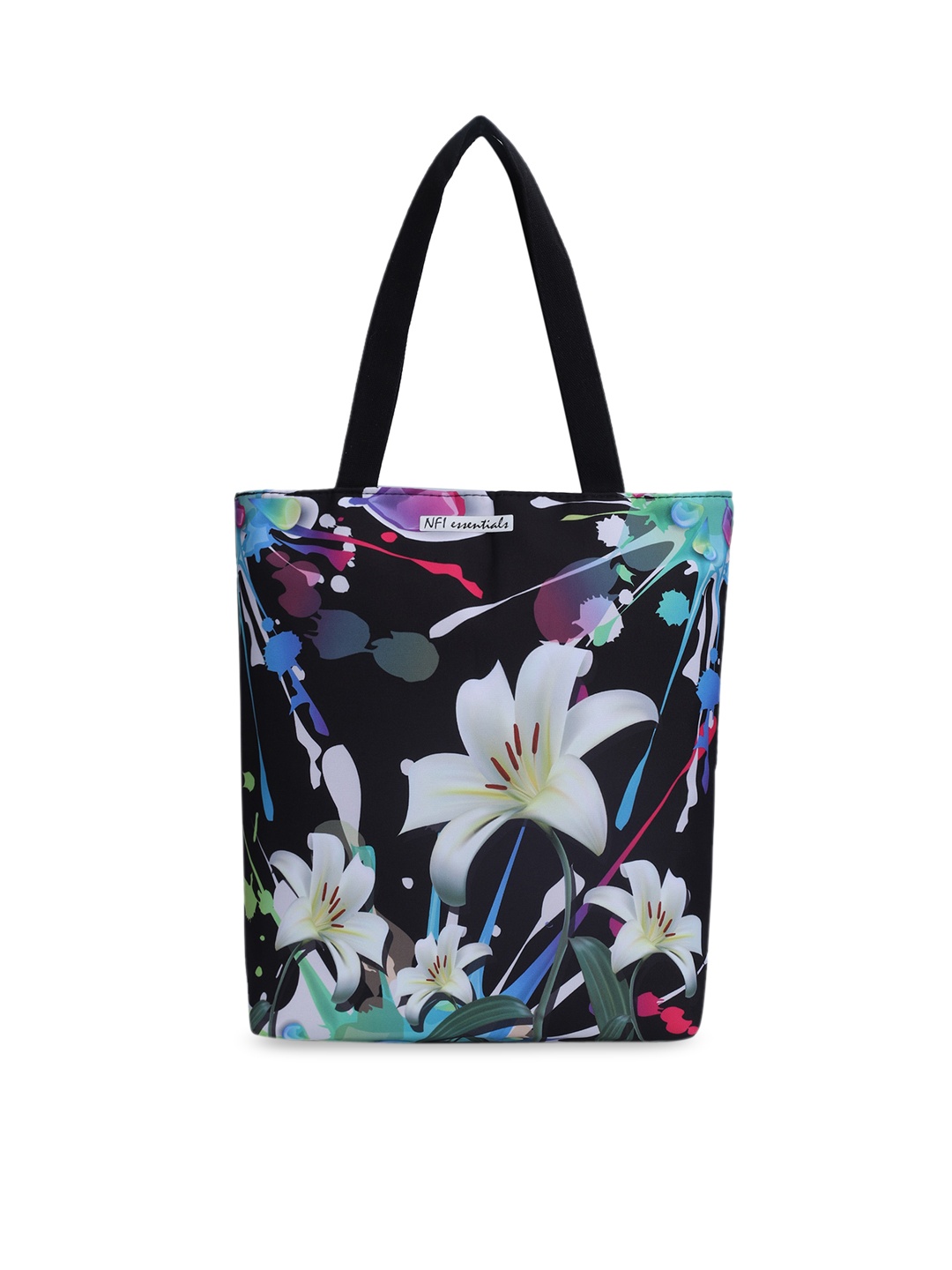 

NFI essentials Black Floral Printed Shopper Tote Bag