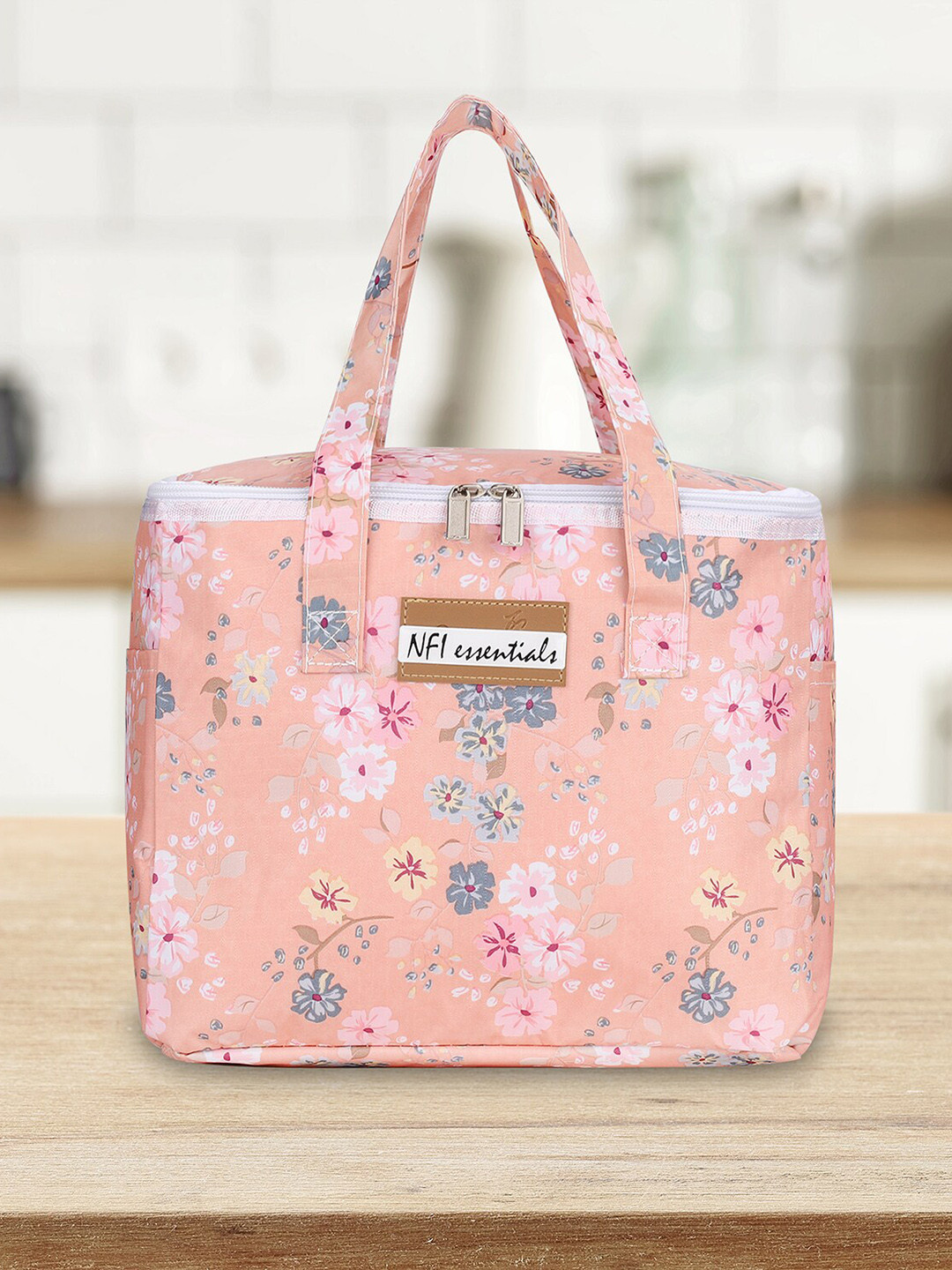 

NFI essentials Women Peach-Coloured Floral Printed Lunch Bag
