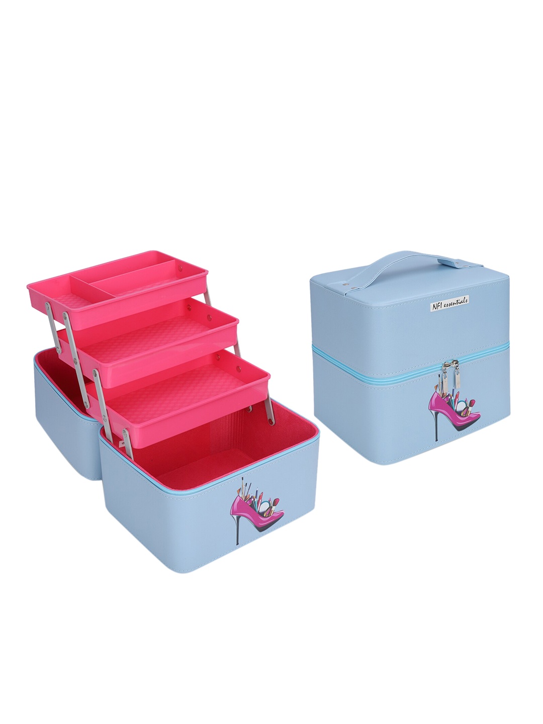 

NFI essentials Women Blue & Pink Printed Makeup box