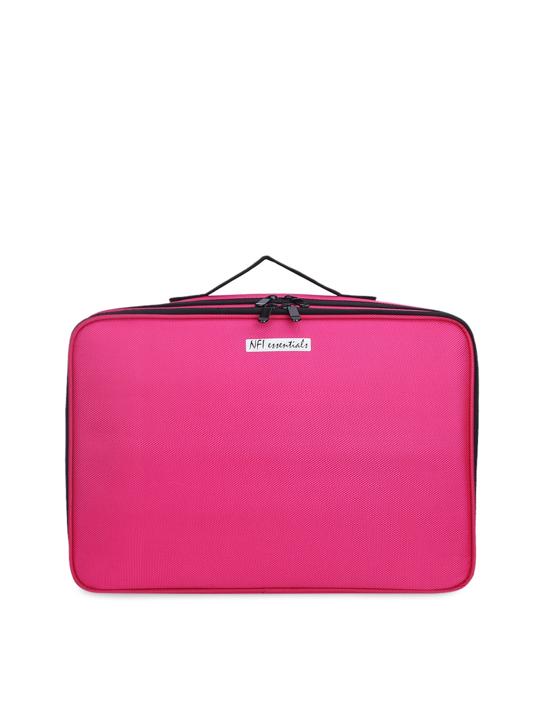 

NFI essentials Pink Solid 3-Layered Travel Makeup Box