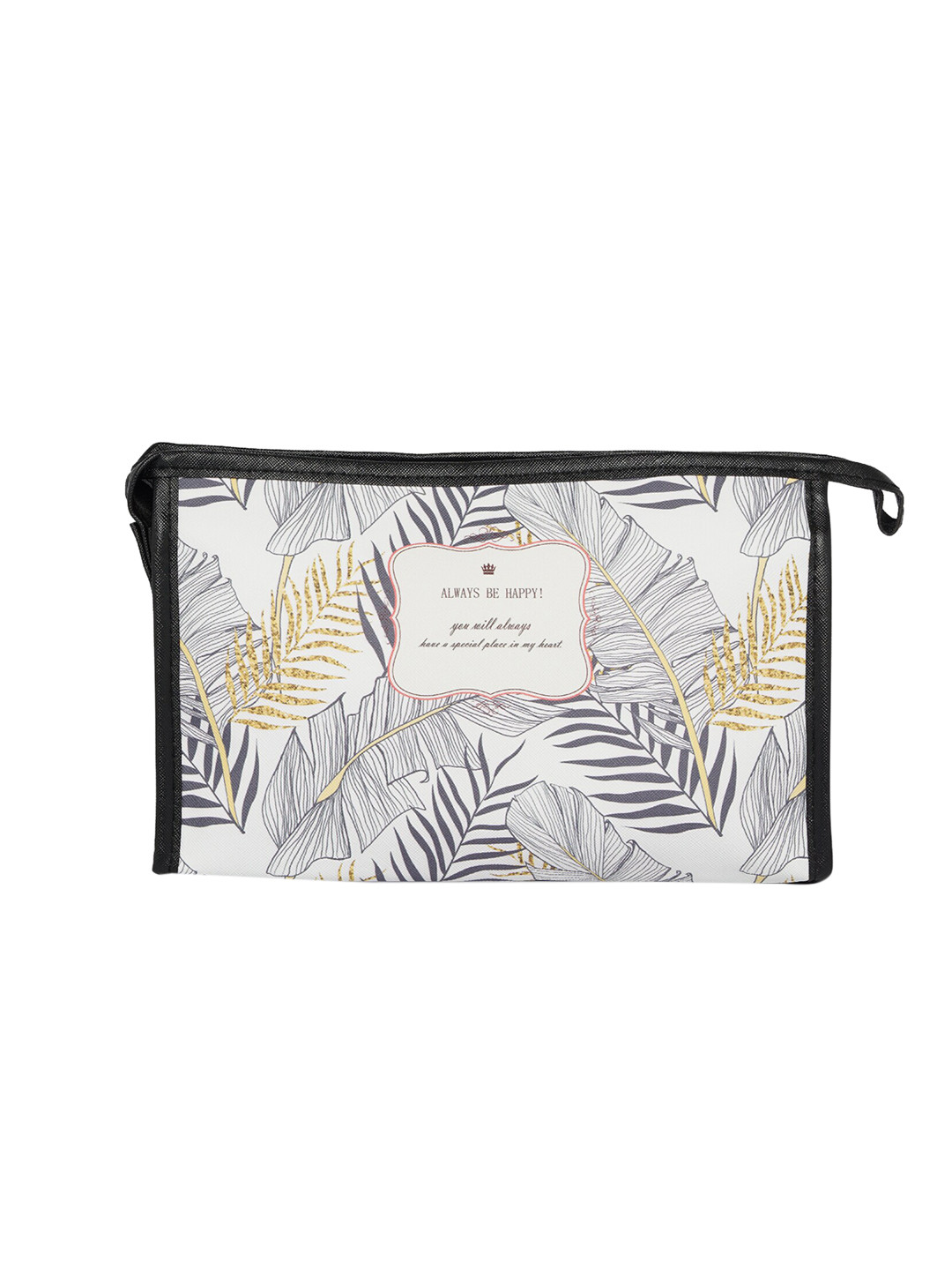

NFI essentials Women White & Black Printed Makeup Accessories Pouch