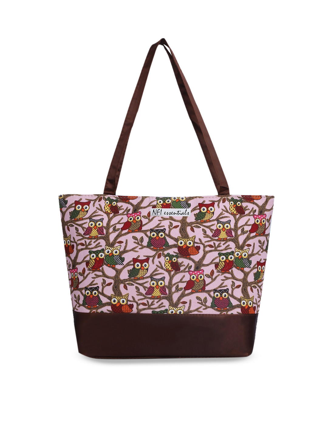 

NFI essentials Women Brown & Pink Printed Shopping Bag