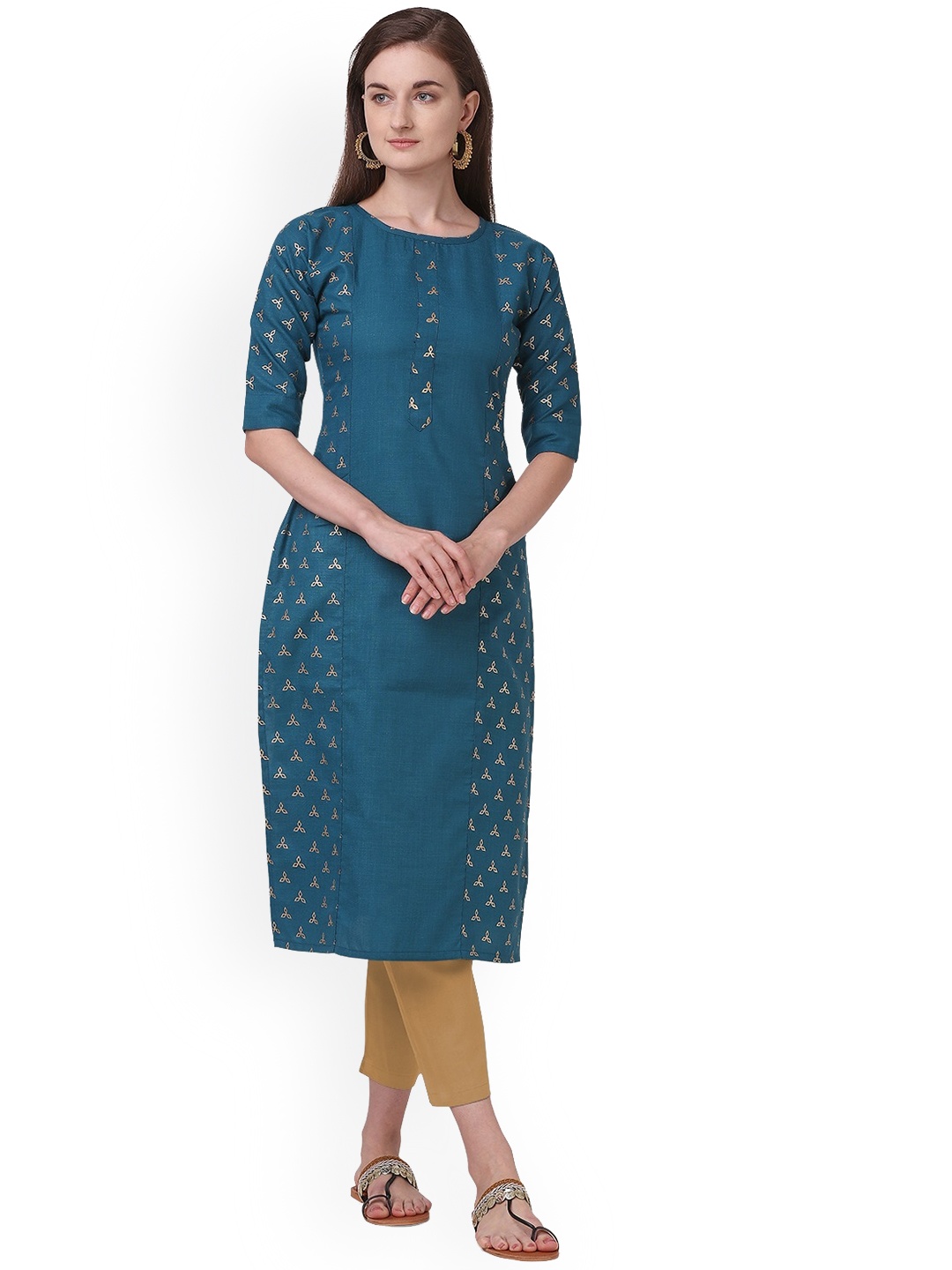 

Fashion Booms Women Teal Printed Kurta