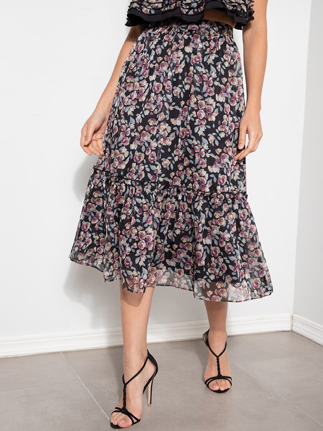 

ZALORA OCCASION Multi-Coloured Chiffon Flared Midi Skirt