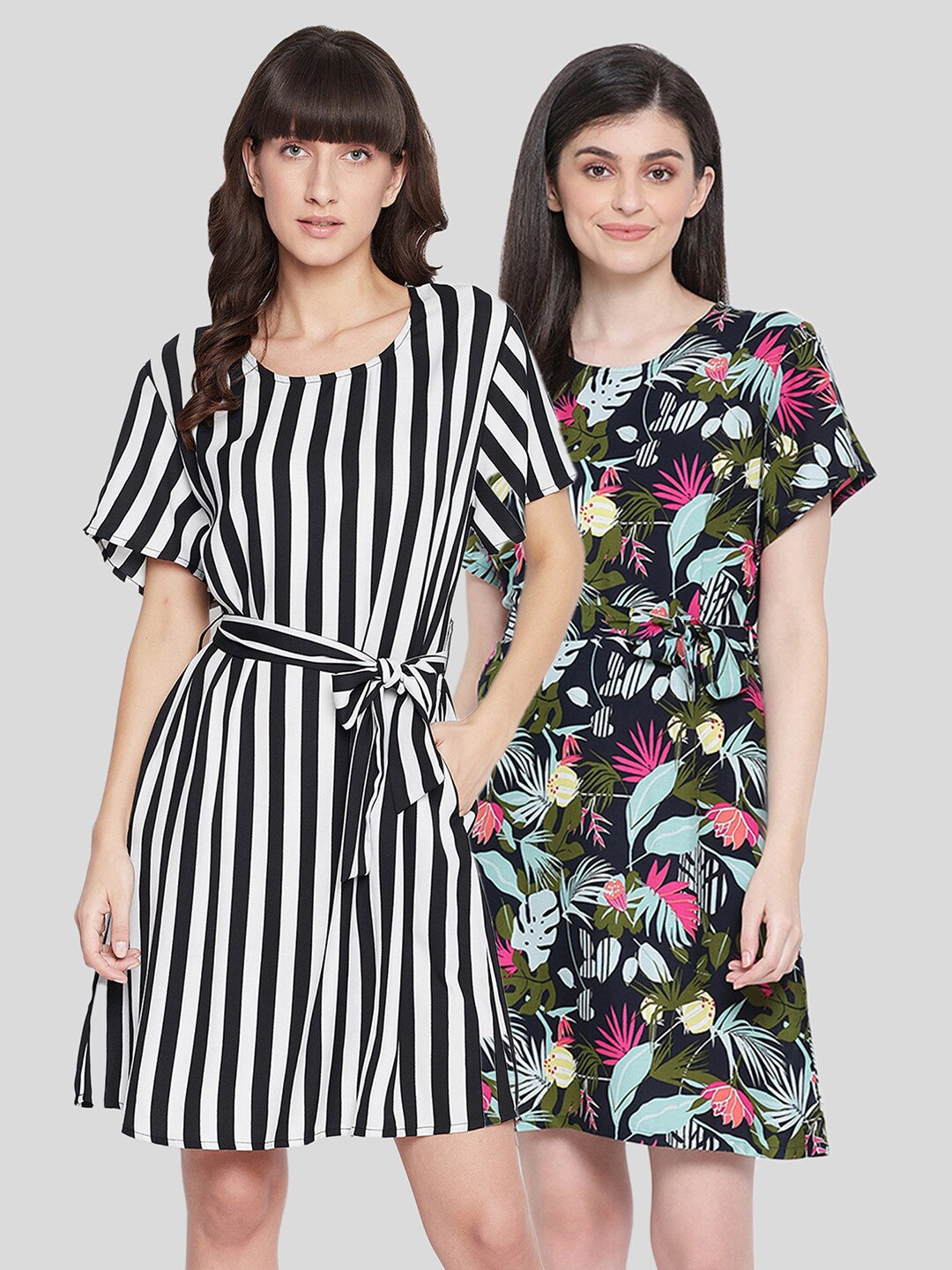 

Clovia Pack of 2 Black Printed Cotton Nightdress