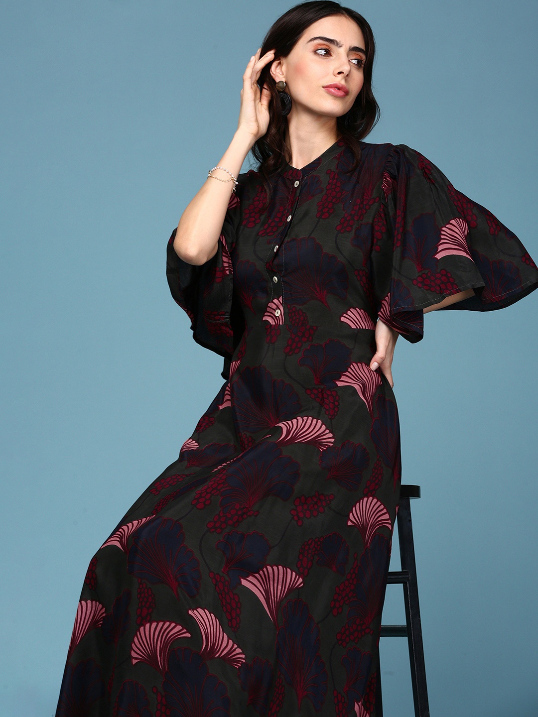 

SHOWOFF Green Floral A-Line Dress