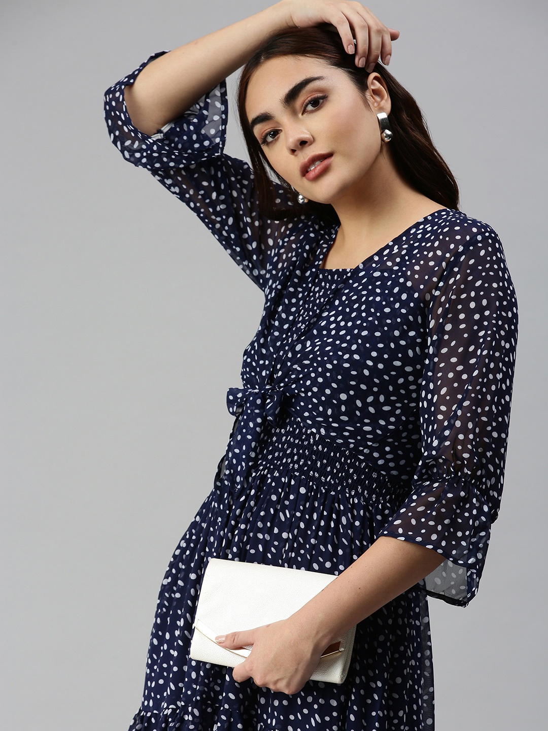 

SHOWOFF Navy Blue Chiffon A-Line Dress