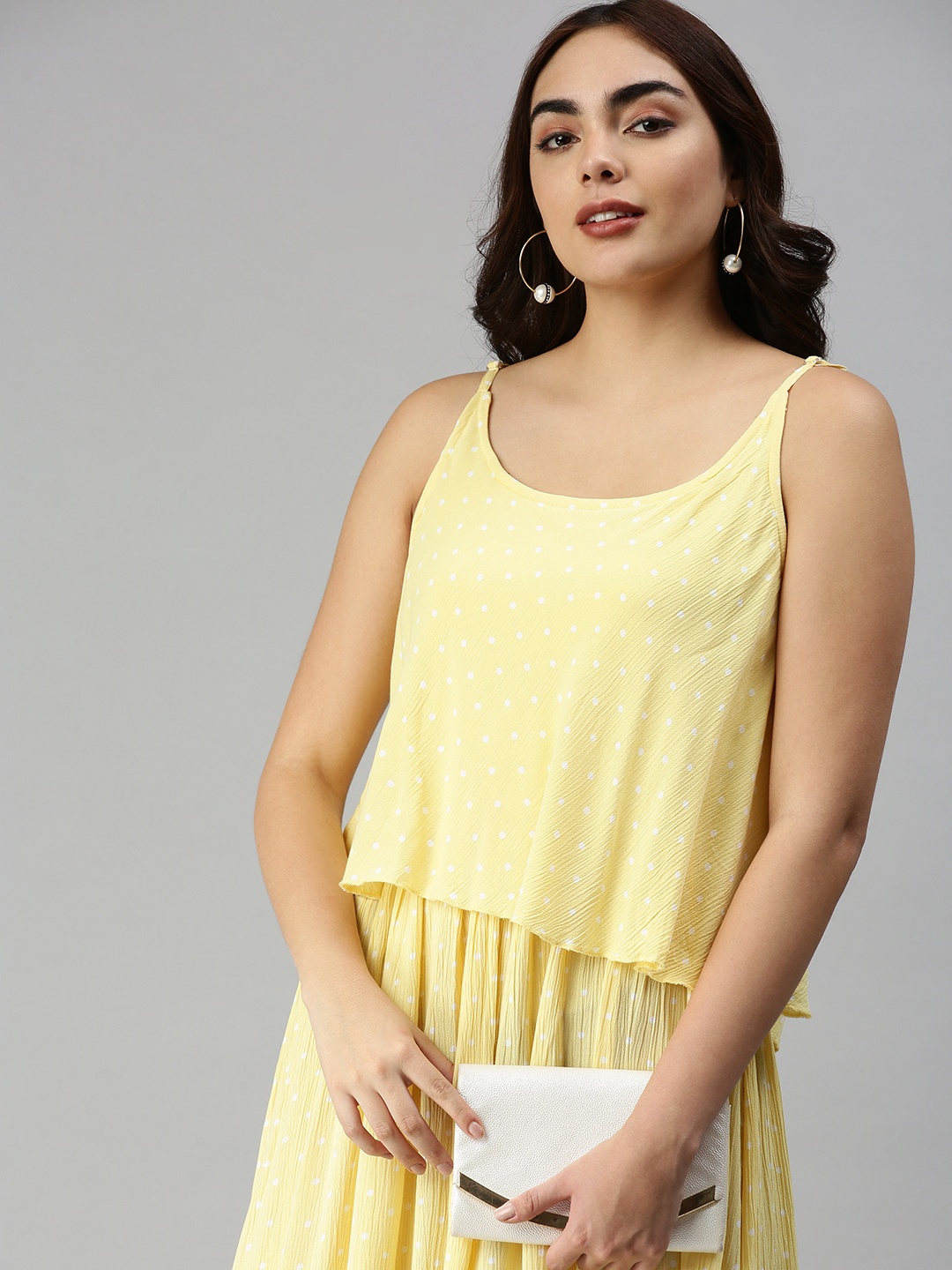 

SHOWOFF Yellow Layered A-Line Dress