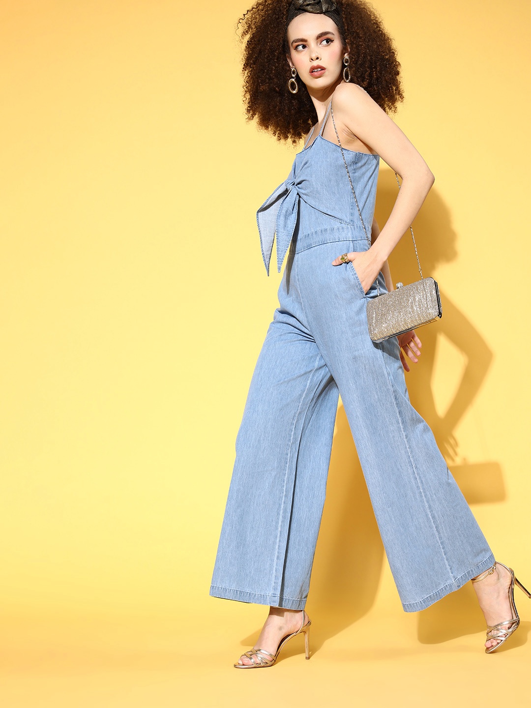 

SASSAFRAS Women Stunning Blue Solid Joyful Jumpsuit